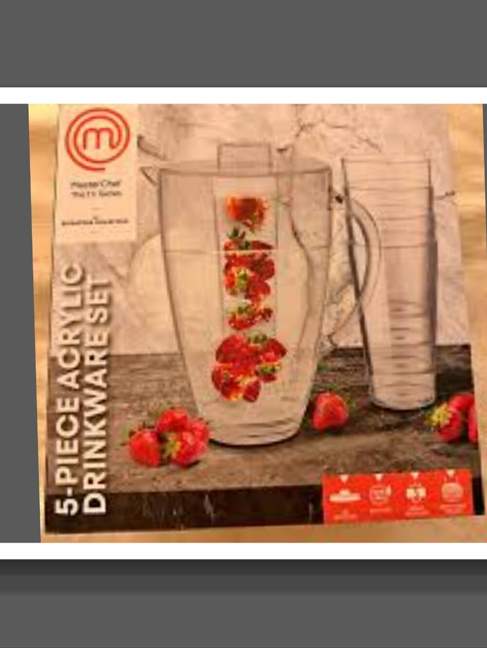 Clear Acrylic 5-Piece Drinkware Set with Pitcher and Tumblers